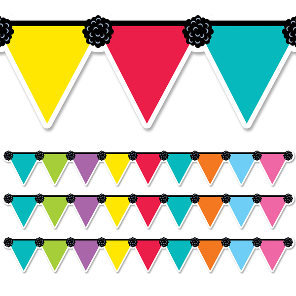 Creative Teaching Press Pennant Party EZ Border, Classroom Border Trim, PK72 10476